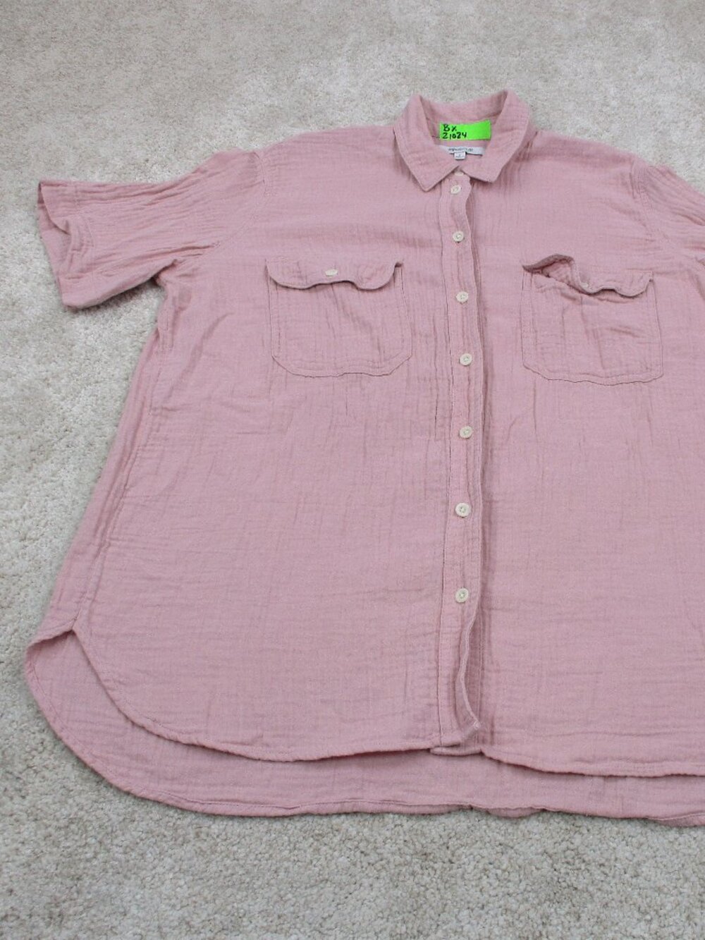 Madewell Lightspun Short Sleeve Flap Pocket Shirt Womens Small S Pink
